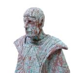 Statue finished in an aged terracotta look