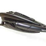 Built from resin, tubes, acrylic emitter, and custom machined aluminum buttons, finished in a chameleon paint