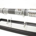 Hand machined and milled from aluminum.  Features a bead blasted finish, polished finish, and painted aluminum