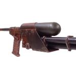 Made by hand from wood, metal, acrylic, and styrene.  Finished in a distressed, rusted and worn look